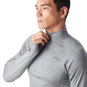 Stoic Men’s Wool-Blend Quarter Zip Pullover Gray Long Sleeve | Size M